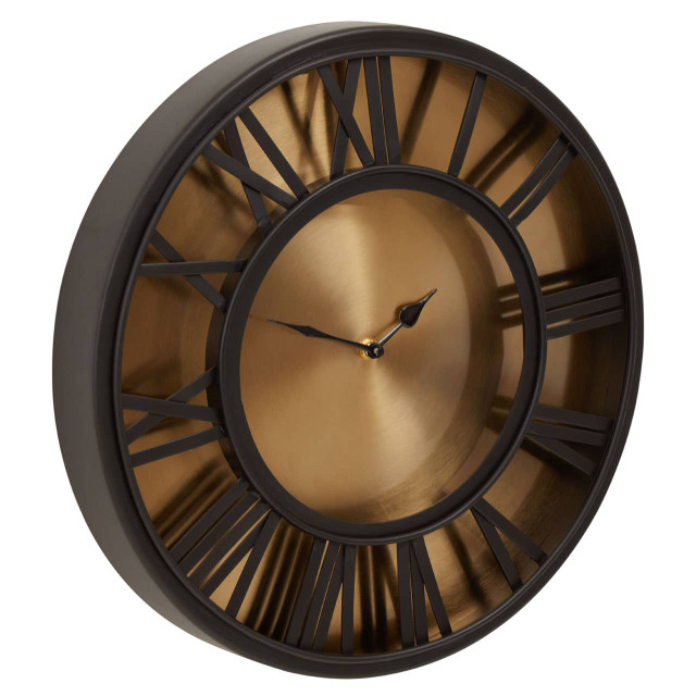 Premier Housewares Mateo Black And Antique Gold Small Wall Clock