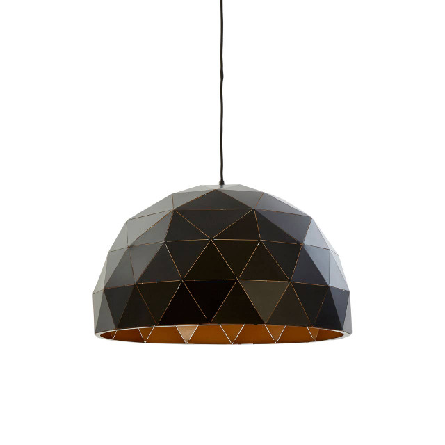 Premier Housewares Mateo Large Black And Copper Dome Pendant Light