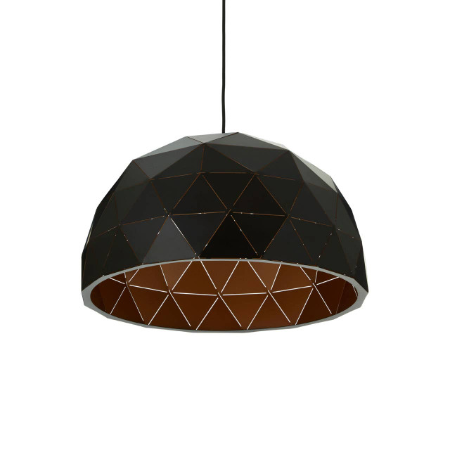 Premier Housewares Mateo Medium Black And Copper Dome Pendant Light