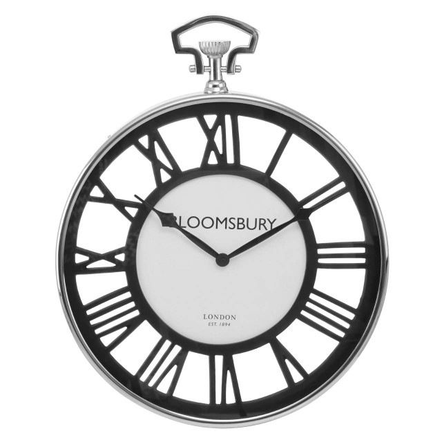 premier housewares Mateo Nickel Finish Pocket Style Wall Clock