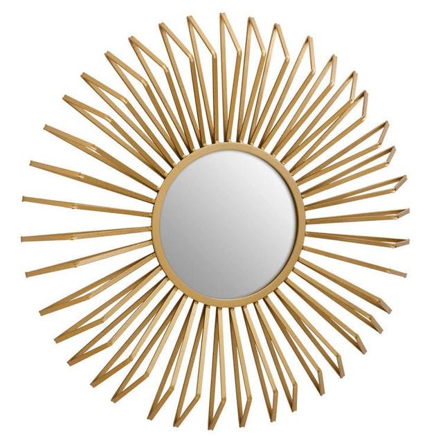 Premier Housewares Matera Gold Finish 3D Sunburst Metal Wall Mirror