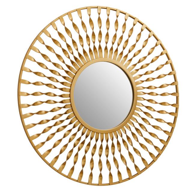 Premier Housewares Matera Sunburst Gold Finish Metal Frame Round Wall Mirror