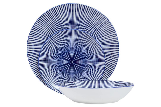 Premier Housewares Maya 12 Piece Blue And White Dinner Set