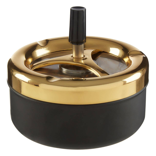 Premier Housewares Medium Gold And Matte Black Spinning Ashtray