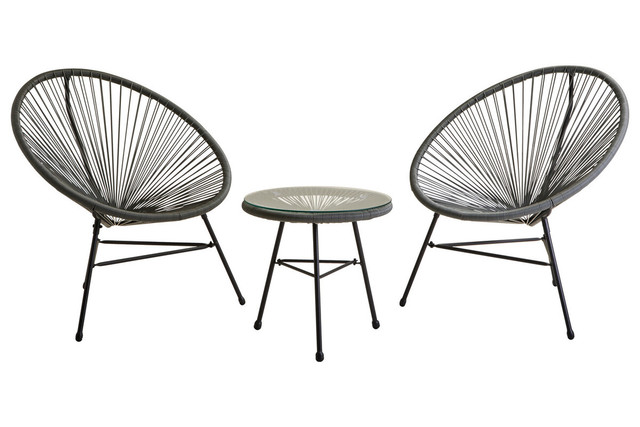 Premier Housewares Miami Grey 3 Piece Rattan Patio Set