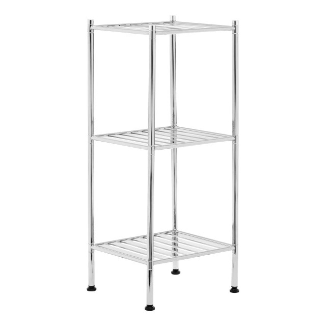 premier housewares Micah 3 Tier Chrome Shelf Unit with Rubber Feet
