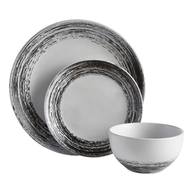 premier housewares Middag Black And White Dinner Set