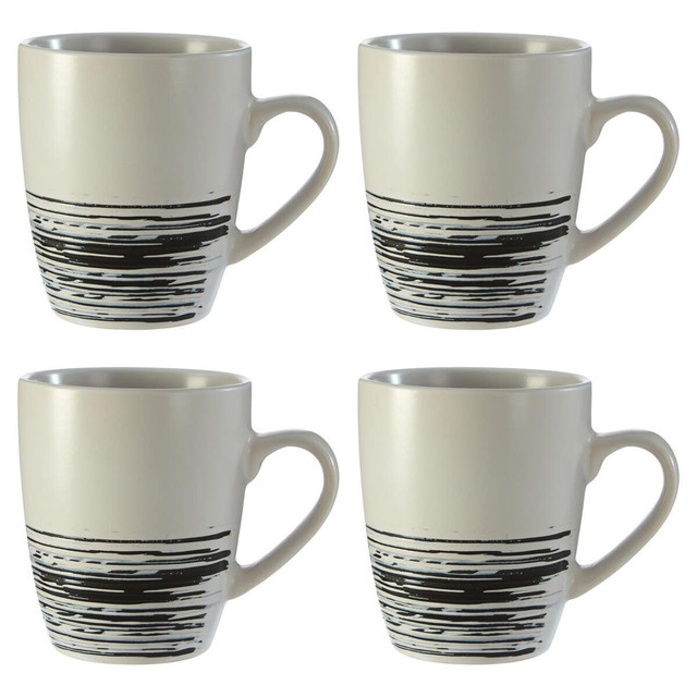 premier housewares Middag Set Of 4 White And Bark Effect Mugs