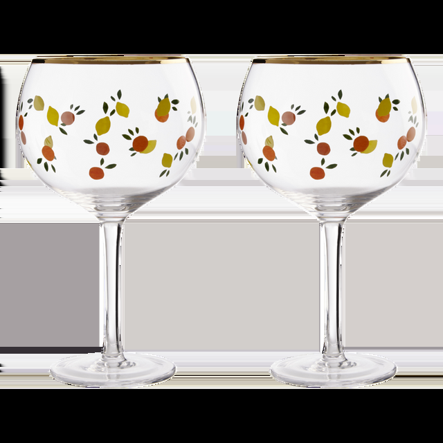 Premier Housewares Mila Set Of 2 Citrus Design Gin Glasses
