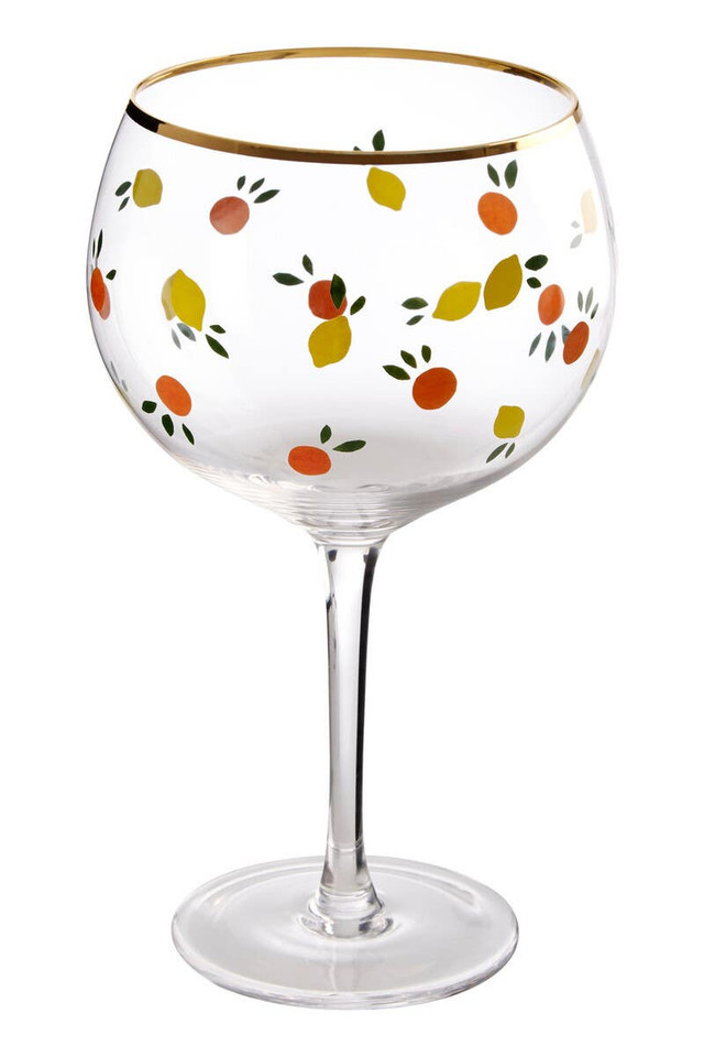 Premier Housewares Mila Set Of 2 Citrus Design Gin Glasses