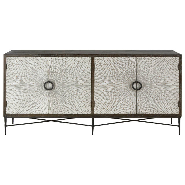 premier housewares Milan 4 Door Recycled Elm Wood Sideboard
