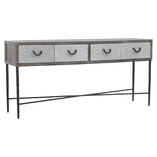 Premier Housewares Milan Four Drawer Elm Wood Console Table
