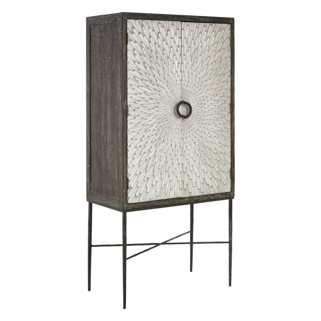 Premier Housewares Milan Two Door Elm Wood Wine Cabinet