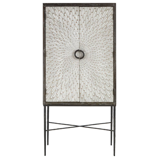 premier housewares Milan Two Door Elm Wood Wine Cabinet