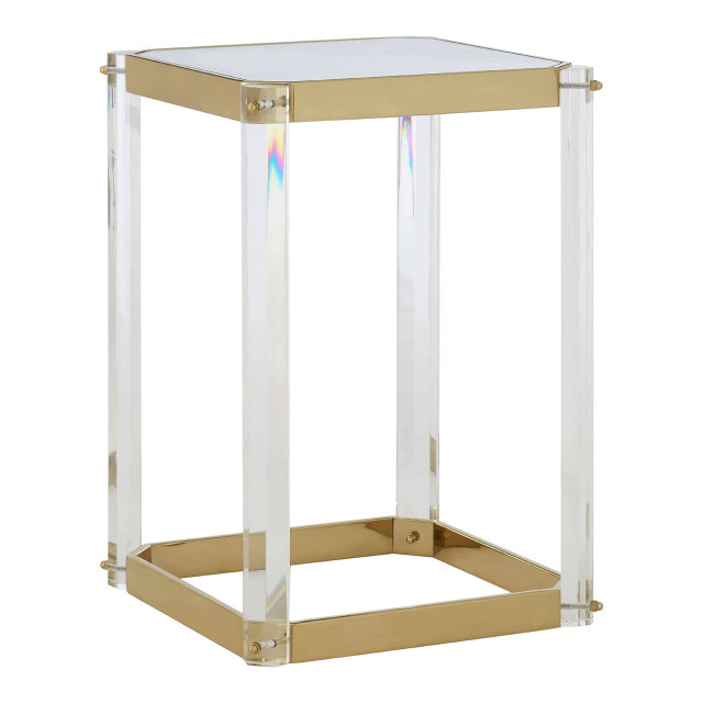 Premier Housewares Miley Side Table With Mirrored Top
