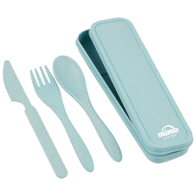 premier housewares Mimo 3 Piece Mint Wheat Straw Travel Cutlery Set