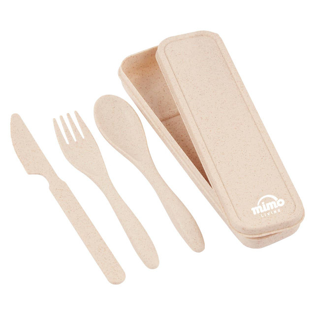 premier housewares Mimo 3 Piece Natural Wheat Straw Travel Cutlery Set