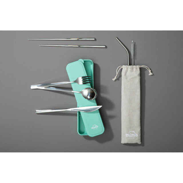 Premier Housewares Mimo 6 Piece Silver Travel Cutlery Set With Case