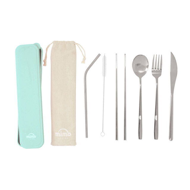 premier housewares Mimo 6 Piece Silver Travel Cutlery Set with Case