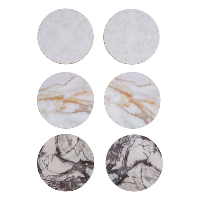 premier housewares Mimo 6Pc Marble Effect Assorted Cork Coasters