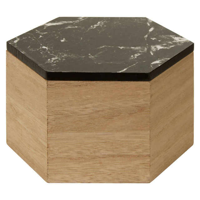 premier housewares Mimo Black Marble Effect Hexagonal Trinket Box