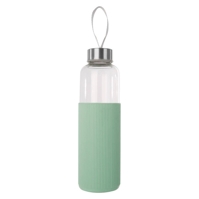 Premier Housewares Mimo Glass Bottle With Mint Silicone Sleeve