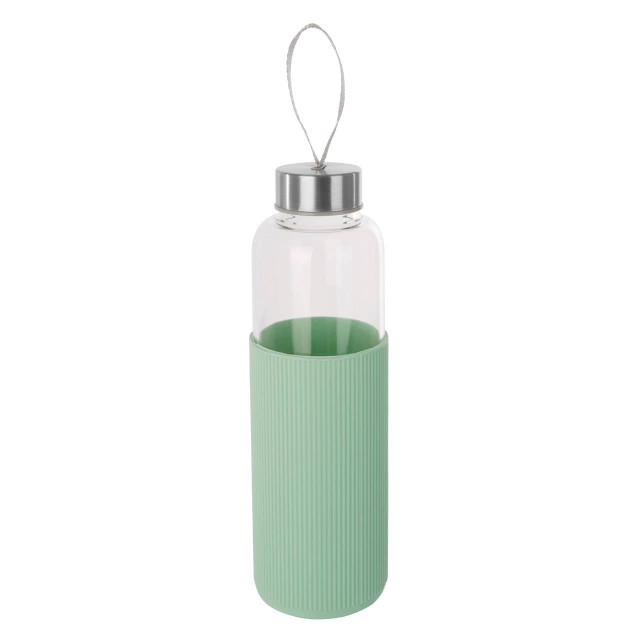 Premier Housewares Mimo Glass Bottle With Mint Silicone Sleeve