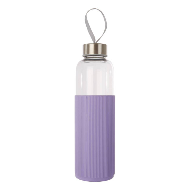 Premier Housewares Mimo Glass Bottle With Purple Silicone Sleeve