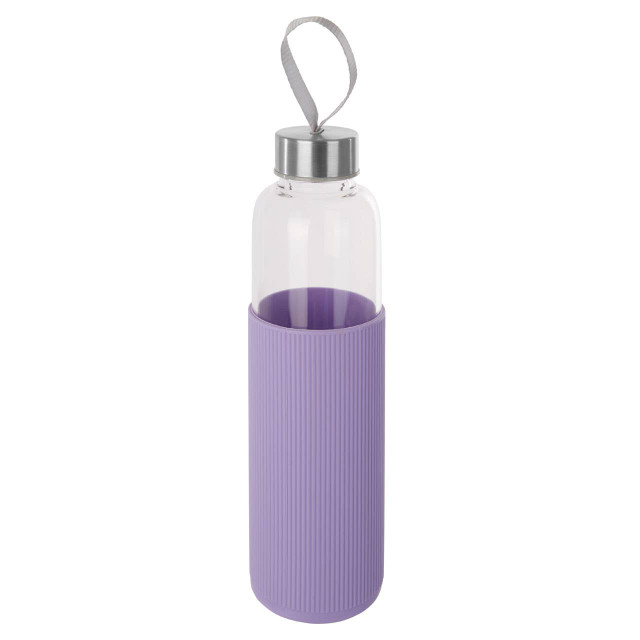Premier Housewares Mimo Glass Bottle With Purple Silicone Sleeve
