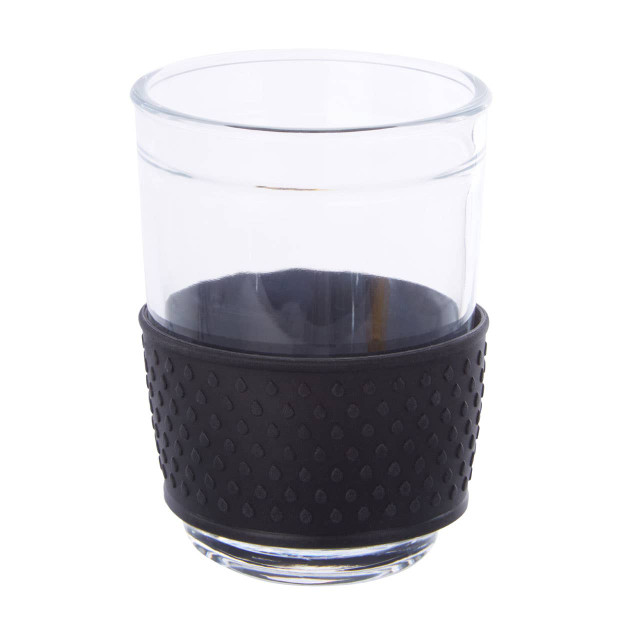 Premier Housewares Mimo Glass Mug With Black Silicone Band Lid