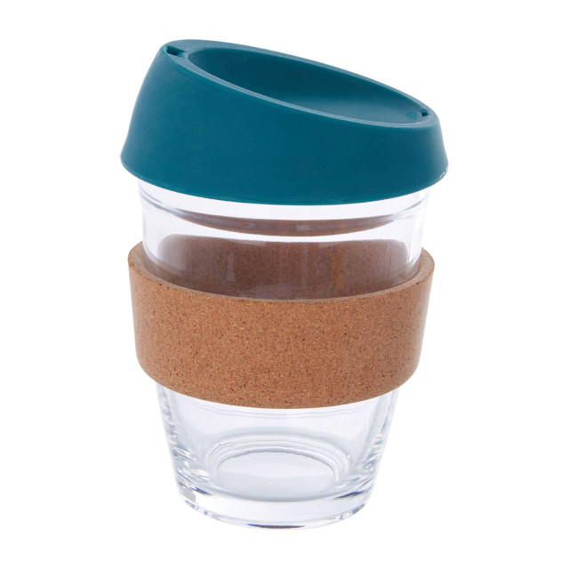 Premier Housewares Mimo Glass Mug With Dark Green Silicone Lid