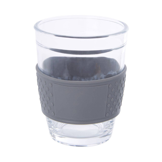 Premier Housewares Mimo Glass Mug With Grey Silicone Band Lid