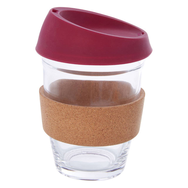 Premier Housewares Mimo Glass Mug With Red Silicone Lid