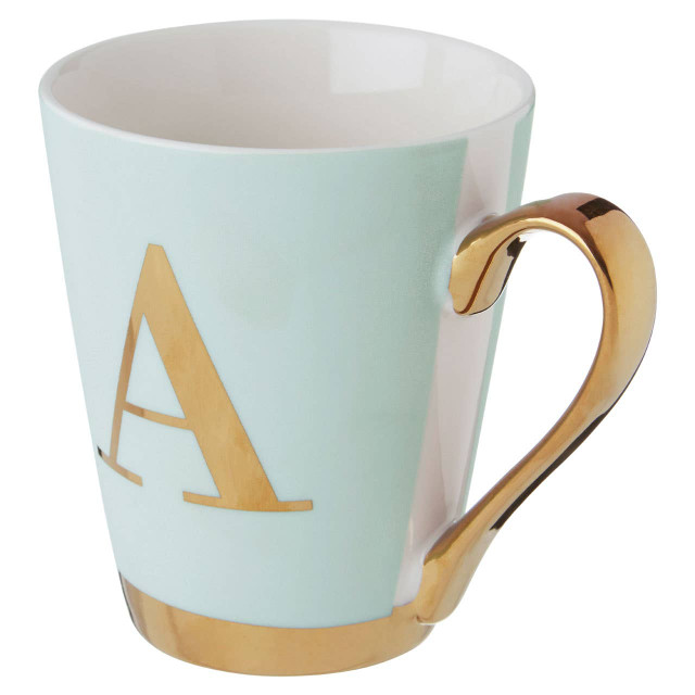 Premier Housewares Mimo Green Frosted Deco A Letter Monogram Mug