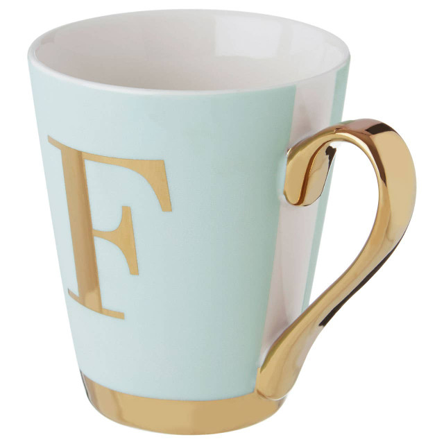 Premier Housewares Mimo Green Frosted Deco F Letter Monogram Mug