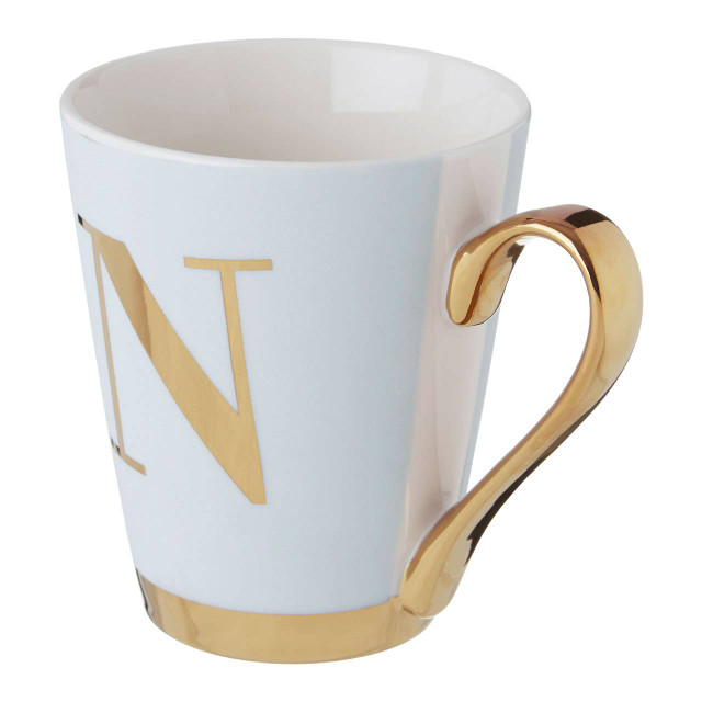 Premier Housewares Mimo Green Frosted Deco N Letter Monogram Mug