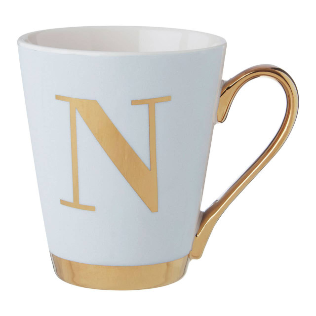 premier housewares Mimo Green Frosted Deco N Letter Monogram Mug