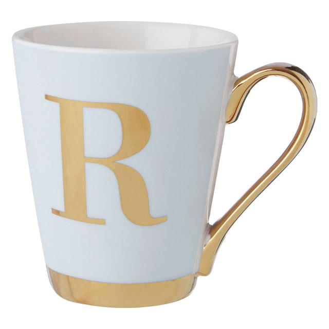 premier housewares Mimo Green Frosted Deco R Letter Monogram Mug