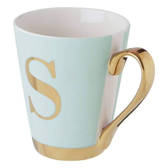 Premier Housewares Mimo Green Frosted Deco S Letter Monogram Mug