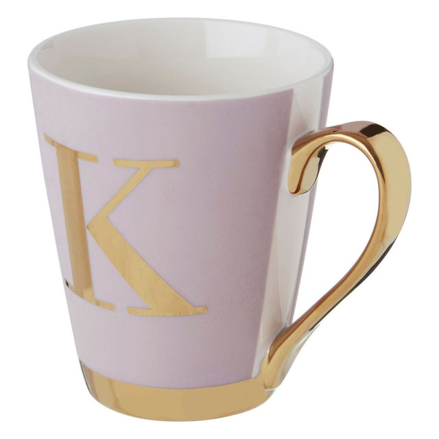 Premier Housewares Mimo Pastel Pink Frosted Deco K Letter Monogram Mug