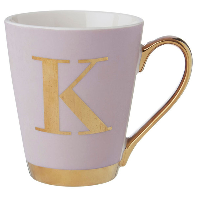 premier housewares Mimo Pastel Pink Frosted Deco K Letter Monogram Mug