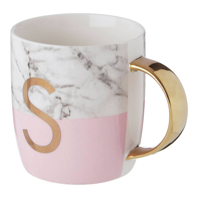 Premier Housewares Mimo Pastel Pink S Letter Monogram Mug