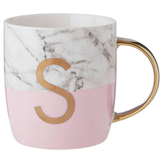 premier housewares Mimo Pastel Pink S Letter Monogram Mug