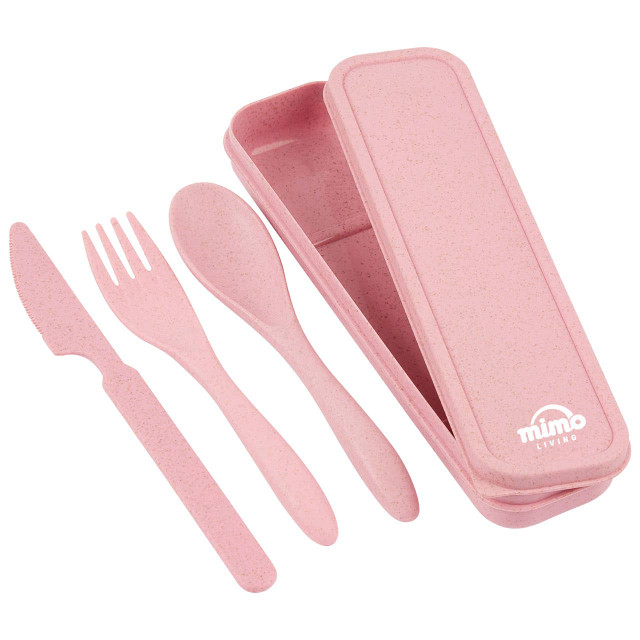 Premier Housewares Mimo Pink 3 Piece Travel Cutlery Set