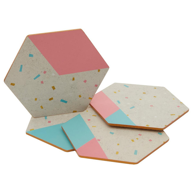 Premier Housewares Mimo Set Of 4 Hexagonal Patterned Cork Coasters