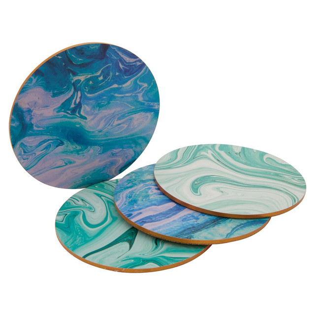 Premier Housewares Mimo Set Of 4 Marble Wave Print Cork Coasters