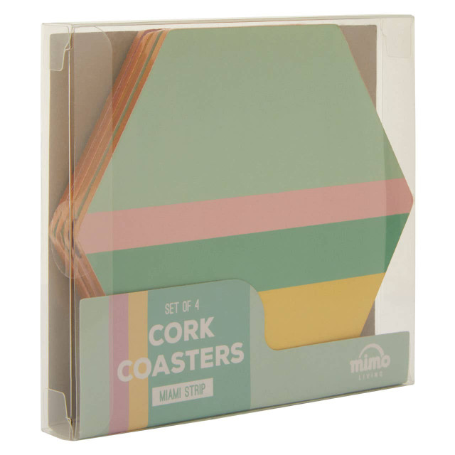Premier Housewares Mimo Set Of 4 Miami Striped Gold Foil Coasters