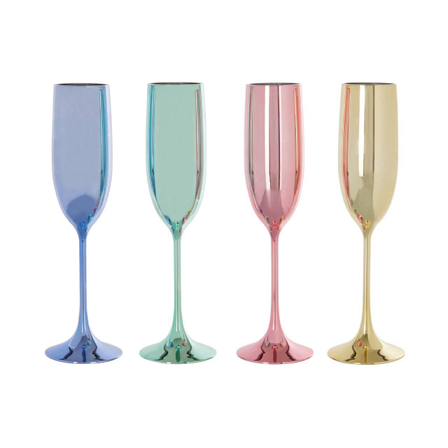 Premier Housewares Mimo Set Of 4 Multicolour Champagne Glasses