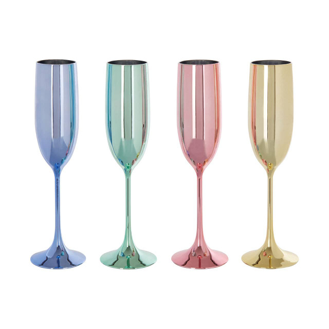 Premier Housewares Mimo Set Of 4 Multicolour Champagne Glasses