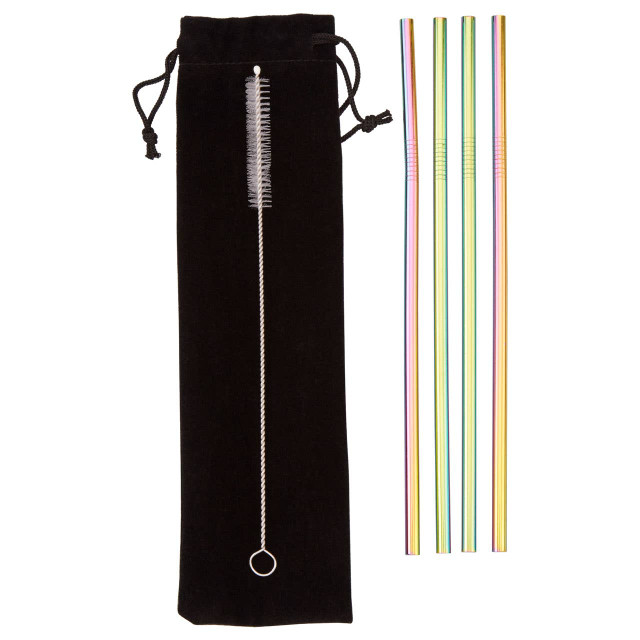 Premier Housewares Mimo Set Of 4 Oil Slick Drinking Straws
